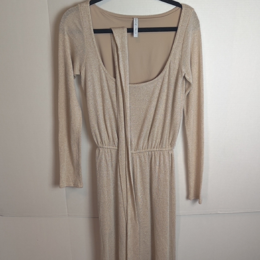 Rachel Pally Tan Long Sleeve Ruched Wide Leg Jumpsuit